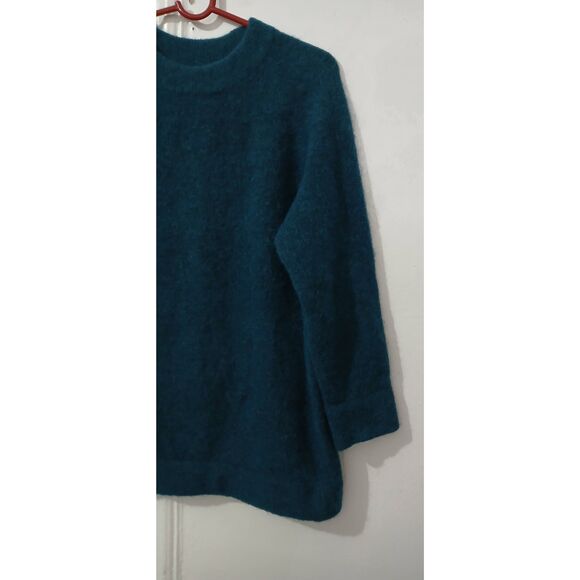 Ayr womens medium WOOL SUPERKID MOHAIR sweater turquoise blue pullover slouchy - Picture 3 of 9